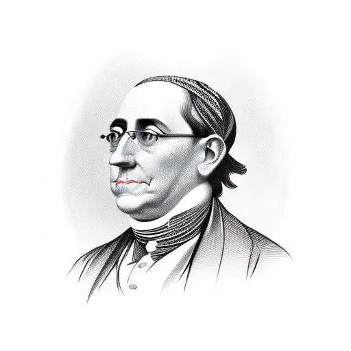 Benjamin Frankline wearing a bandana, money, guns, drugs tattoo design idea