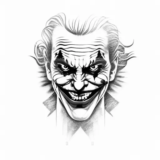 joker heavy smile realistic drawing tattoo design idea