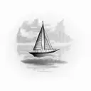 small single sail boat tattoo design idea