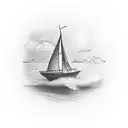 small single sail boat tattoo design idea