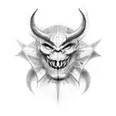 simple side veiw devil face outline sketch tattoo design idea