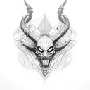 simple side veiw devil face outline sketch tattoo design idea
