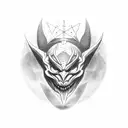 simple side veiw devil face outline sketch tattoo design idea