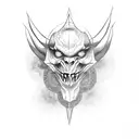 simple side veiw devil face outline sketch tattoo design idea