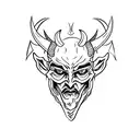 simple side veiw devil face outline sketch tattoo design idea
