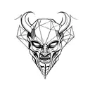 simple side veiw devil face outline sketch tattoo design idea