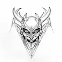 simple side veiw devil face outline sketch tattoo design idea