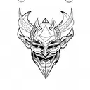 simple side veiw devil face outline sketch tattoo design idea