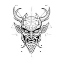 simple side veiw devil face outline sketch tattoo design idea