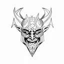 simple side veiw devil face outline sketch tattoo design idea