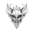simple side veiw devil face outline sketch tattoo design idea
