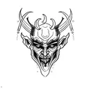 simple side veiw devil face outline sketch tattoo design idea