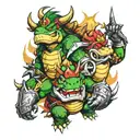 bowser and mario dark souls tattoo design idea