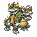 bowser and mario dark souls tattoo design idea
