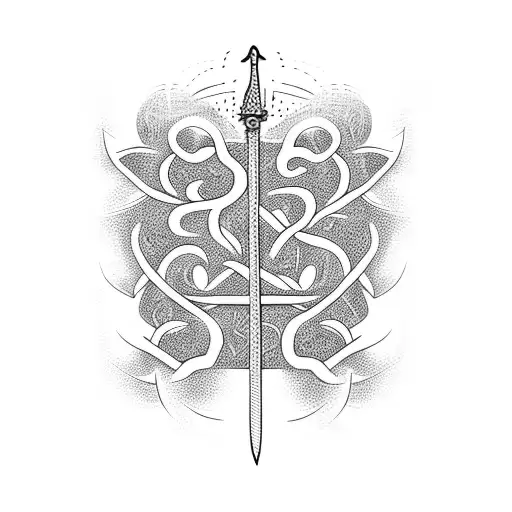 Sword with vines covering it tattoo design idea