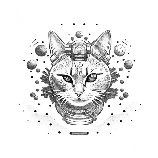 space Cowboy cat tattoo design idea