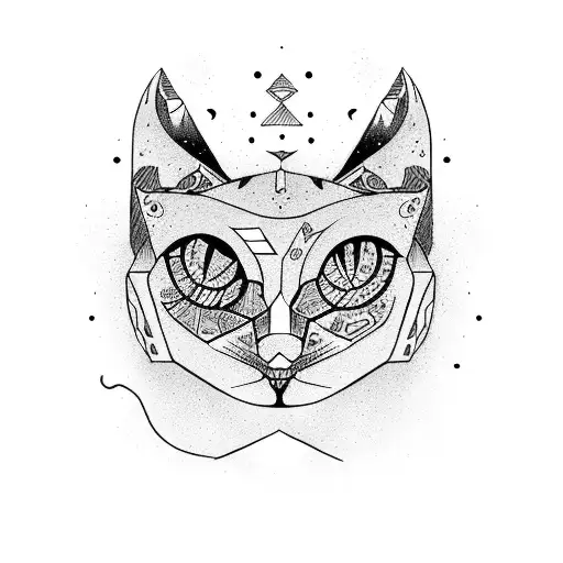 space cat cowboy tattoo design idea
