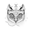 space cat cowboy tattoo design idea