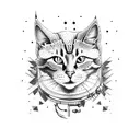 space cat cowboy tattoo design idea