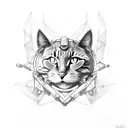 space cat cowboy tattoo design idea