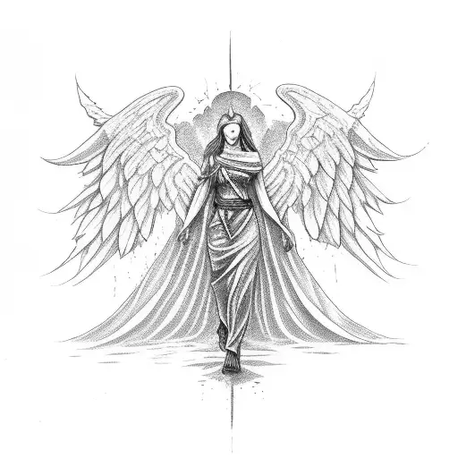 angel killing demons tattoo design idea