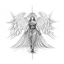 angel killing demons tattoo design idea