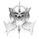 angel killing demons tattoo design idea