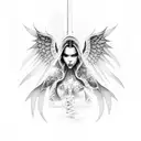 angel killing demons tattoo design idea