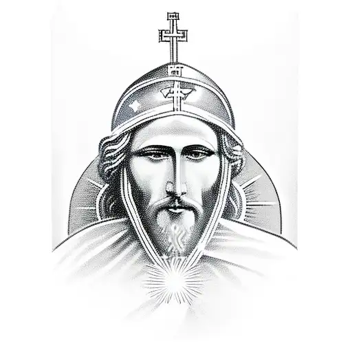 saint christopher with jesus tattoo design idea