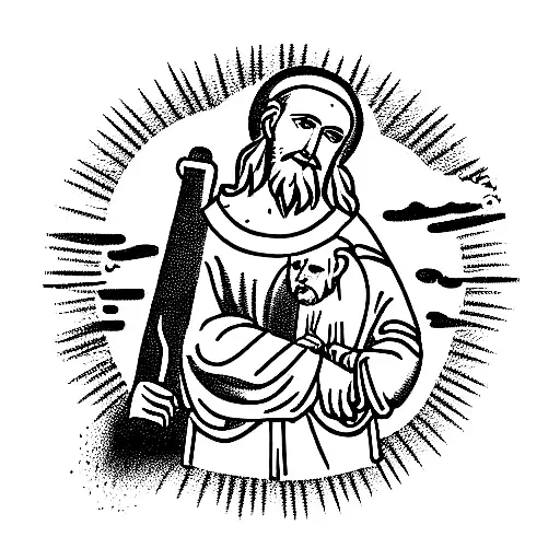 saint christopher with jesus tattoo design idea