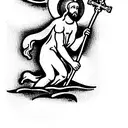 saint christopher with jesus tattoo design idea
