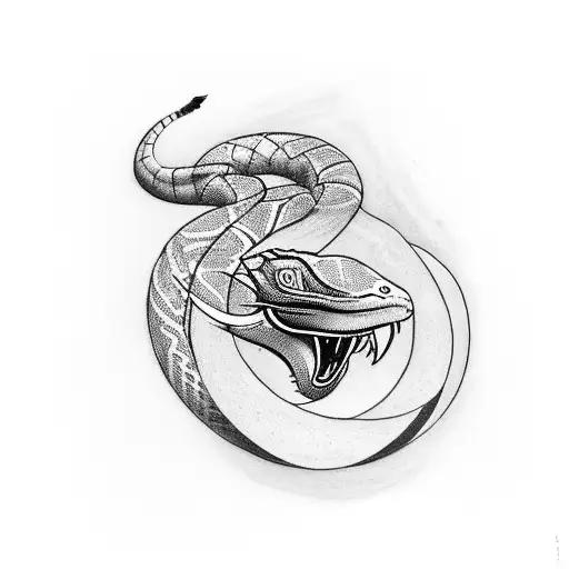 create a BJJ themed tattoo of a cobra whose tail becomes a BJJ belt belt, the tattoo is designed for the back tattoo design idea