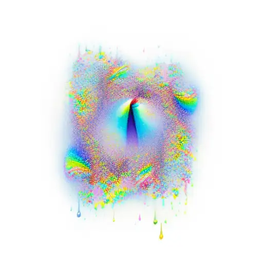 rainbow blowing in the wind and dripping  tattoo design idea