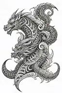 maori sleeve including capricorn and dragon emerging tattoo design idea