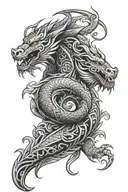 maori sleeve including capricorn and dragon emerging tattoo design idea