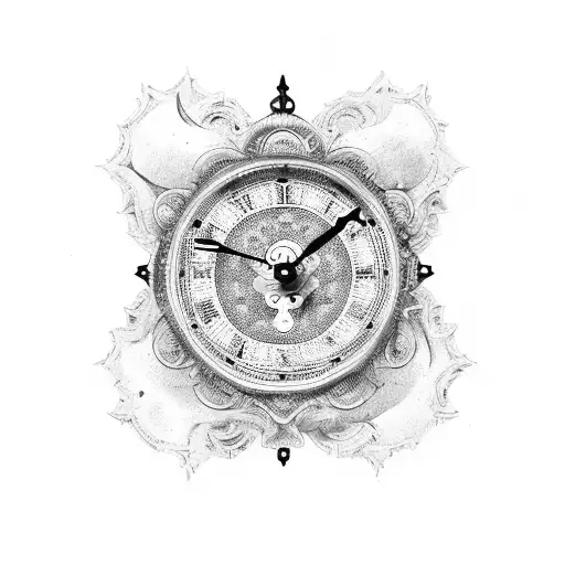 antique clock tattoo design idea