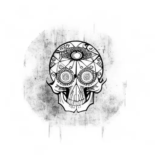 antique clock, going into nothing around a skull tattoo design idea