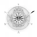 antique clock tattoo design idea