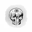 antique clock, going into nothing around a skull tattoo design idea