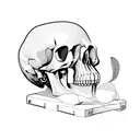 antique clock, going into nothing around a skull tattoo design idea