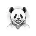 panda calling with a stack of money tattoo design idea