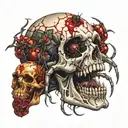 tattoo of a spider biting a skull with blood  tattoo design idea