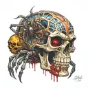 tattoo of a spider biting a skull with blood  tattoo design idea