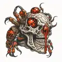 tattoo of a spider biting a skull with blood  tattoo design idea