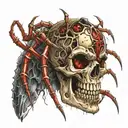 tattoo of a spider biting a skull with blood  tattoo design idea