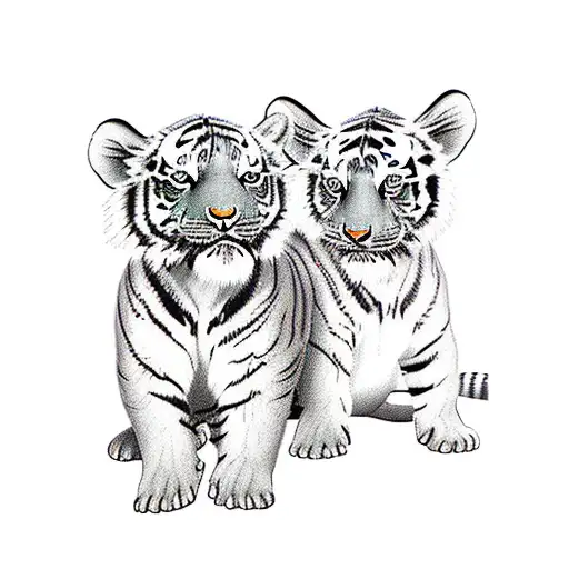 tiger with 3 cubs tattoo design idea