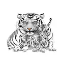 tiger with 3 cubs tattoo design idea