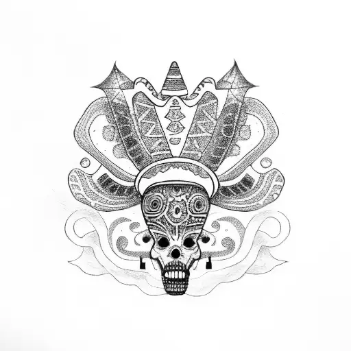 alebrije wearing a sombrero tattoo design idea