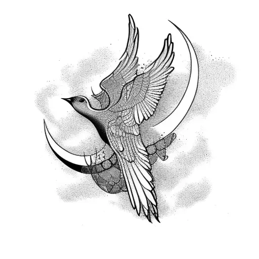 jet silhouette with flying goose silhouette tattoo design idea