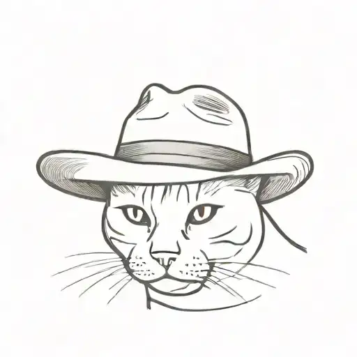 cat with cowboy hat tattoo design idea